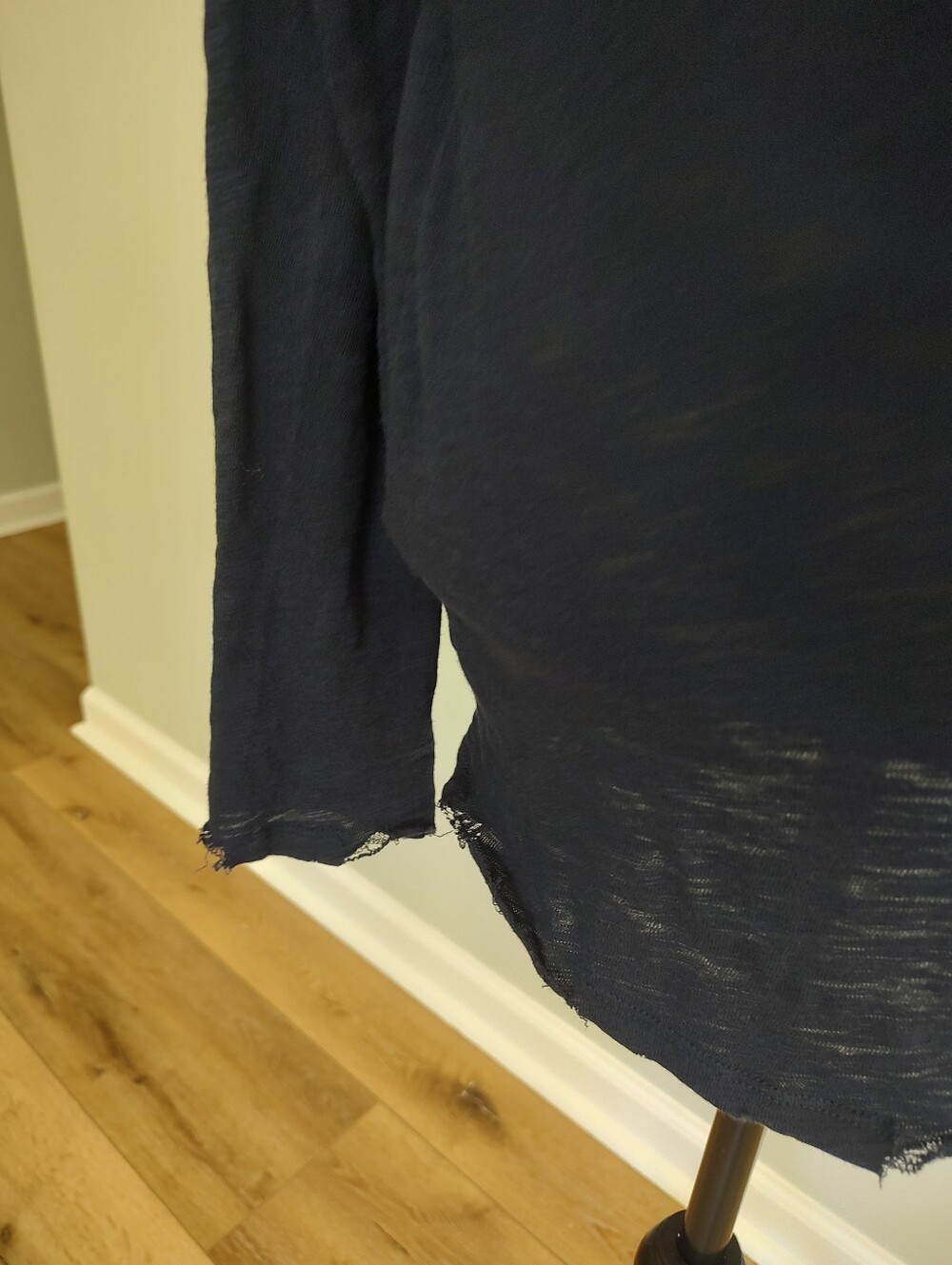 ATM Slub Jersey Destroyed Wash Distressed Hem Navy Blue Long Sleeve Shirt M - Picture 12 of 16